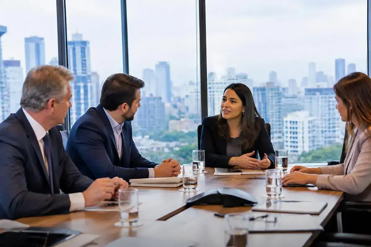A business delegation in a meeting in São Paulo